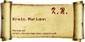 Krein Mariann névjegykártya